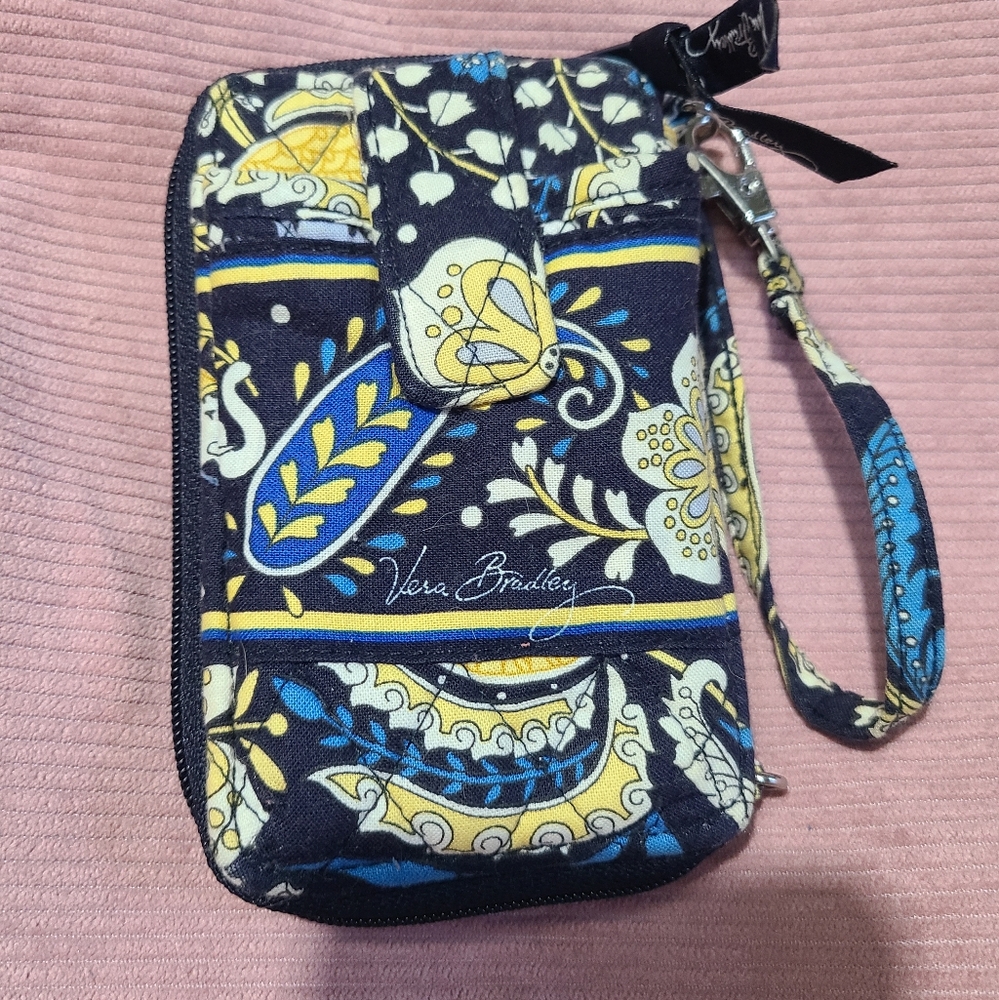 Vera Bradley Blue and Yellow Patterned Wristlet Wallet